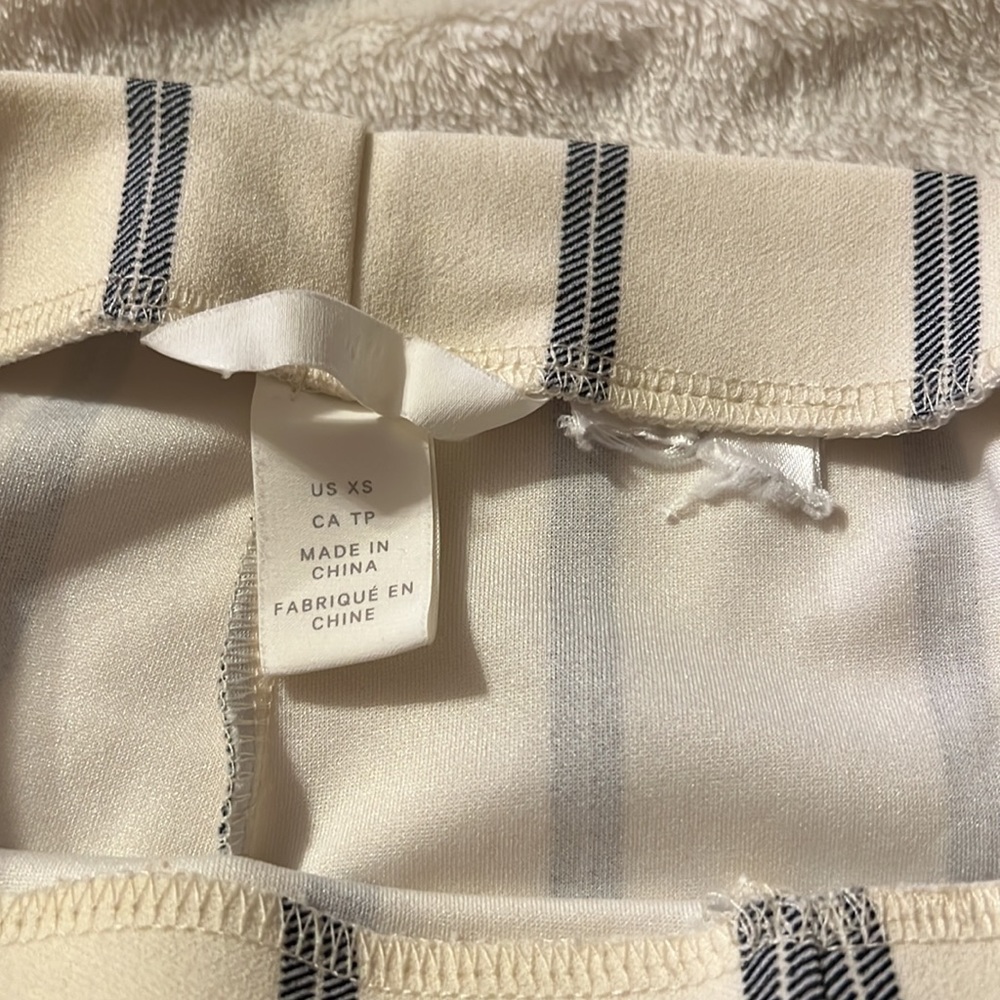 H&M Women’s Pull On Dress Work Pants Wide Leg Cream & Blue Stripes Size XS - Picture 7 of 8